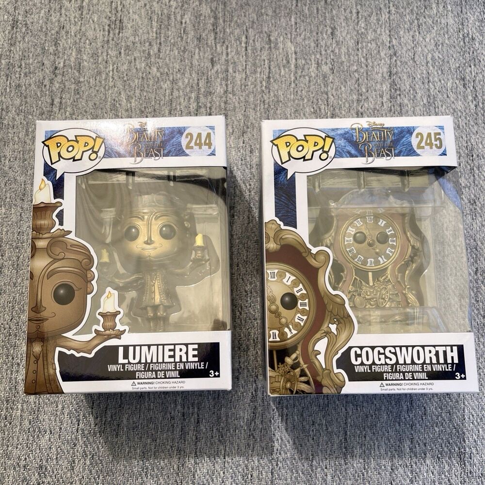 new Funko POP Disney Beauty and the Beast 245 Cogsworth & 244 Lumiere